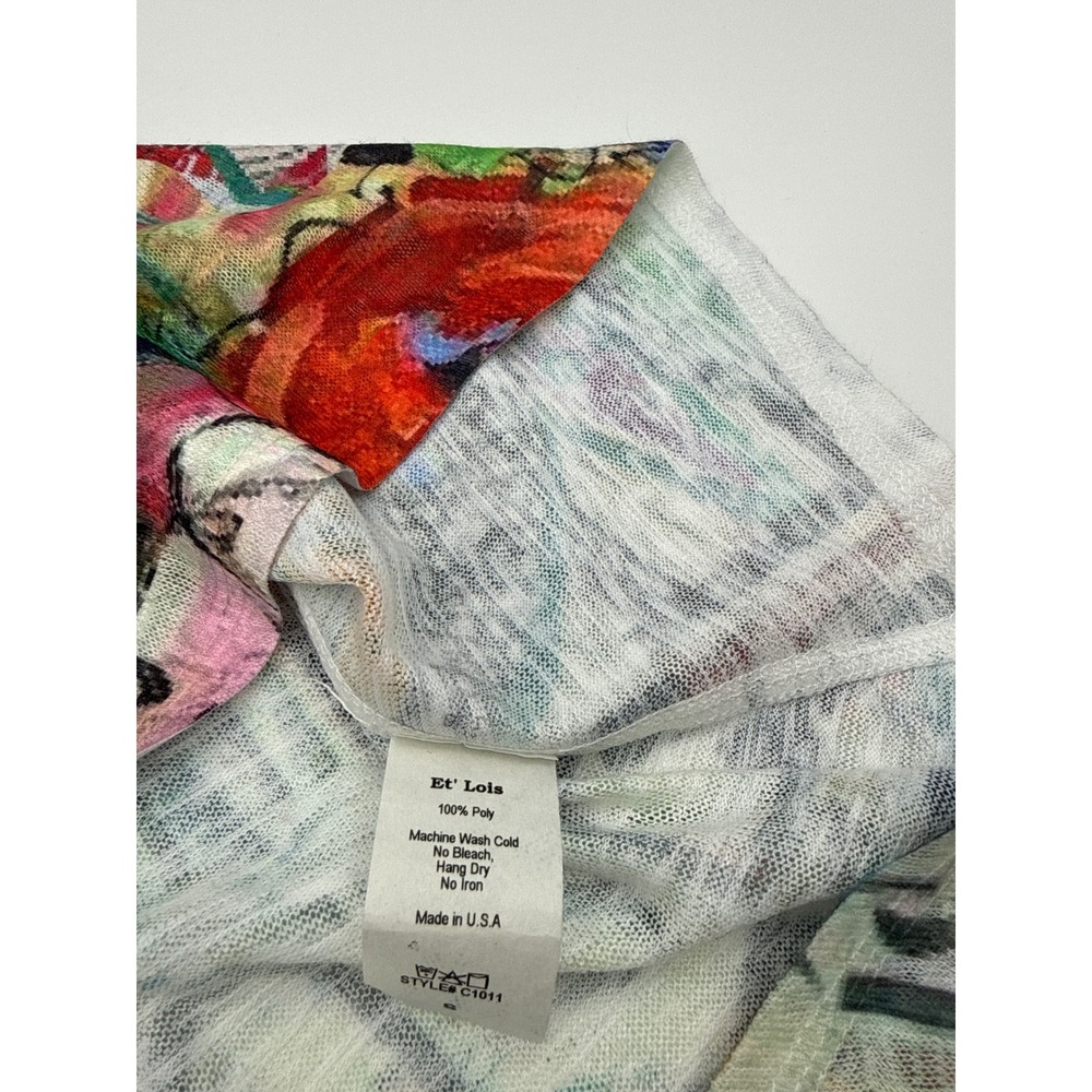 Et'Lois Womens Multi Color Collage Print Swing Tank Top C1011 CHERRY Made in USA - Picture 9 of 9